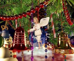 Puzzle Χριστούγεννα κουδούνια και άλλα είδη διακόσμησης κρέμεται από το δέντρο